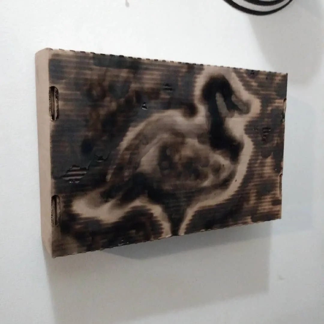 Swan or duck burn study on cardboard, 2021