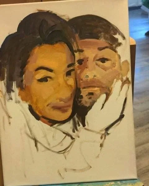 Couples Portrait color block-in