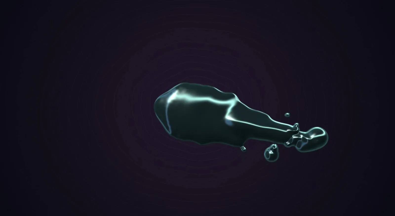 FERAL simulated ferrofluid organism stretching into suspended liquid-metal forms
