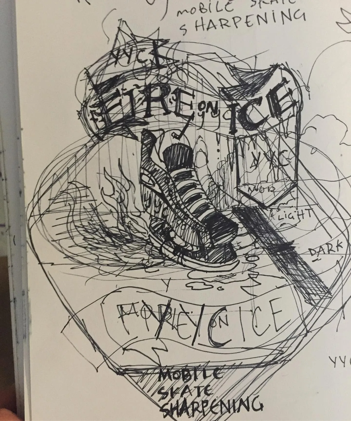 Original Fire on Ice concept sketch made with the client