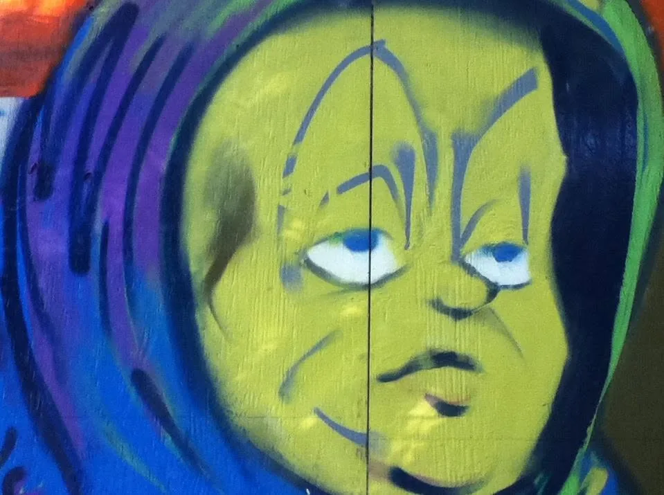 Painted face detail from the FUSE mural