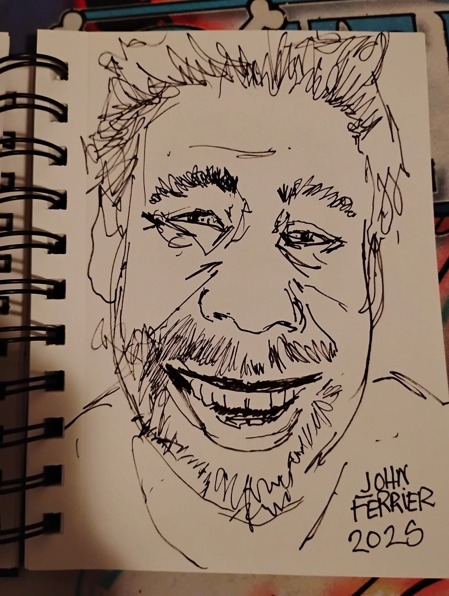 JOHN FERRIER smiling ink portrait, 2025