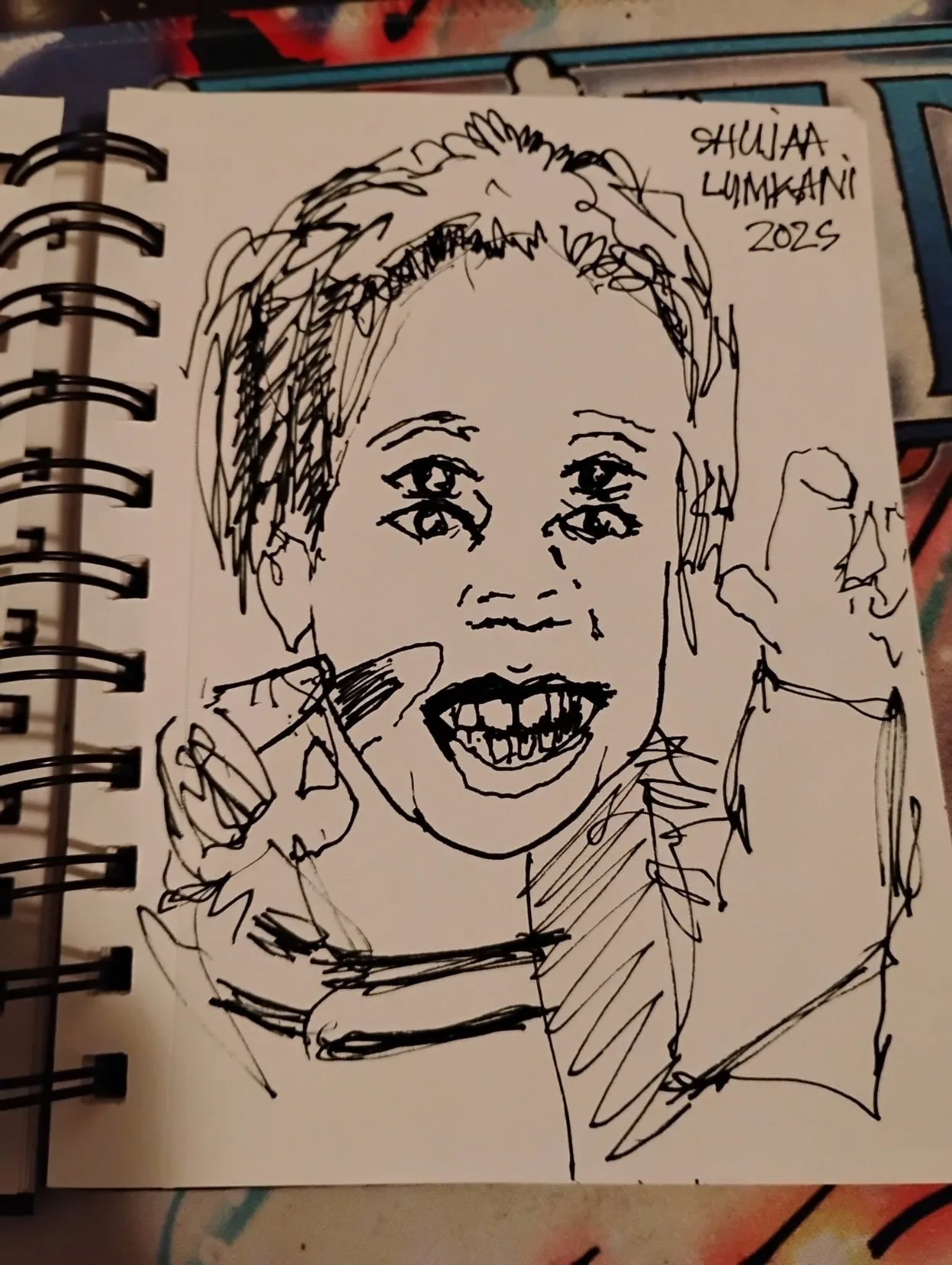SHUJAA LUMKANI ink portrait, 2025