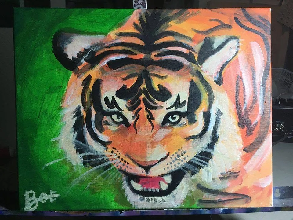 Tiger Study painting signed BOE, 2020