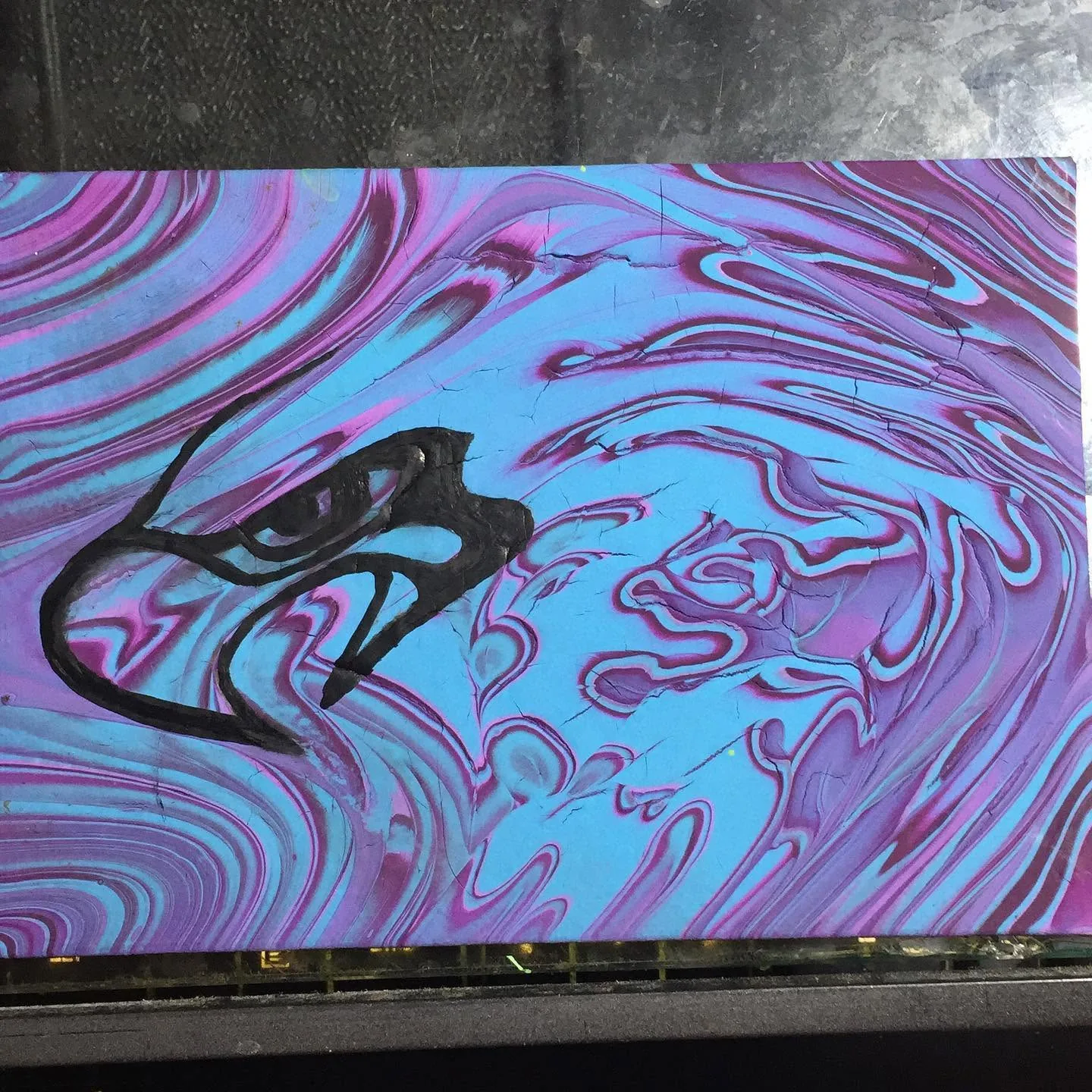 Eagle painted over a paint-pour background, 2020