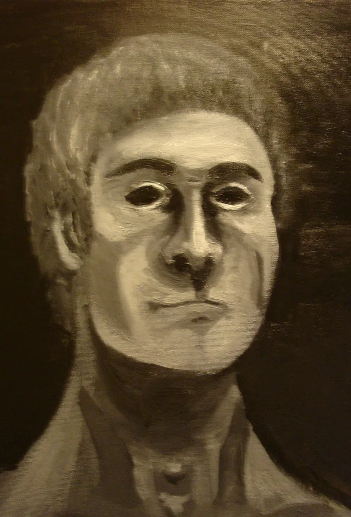 Grayscale chiaroscuro self-portrait, 2010