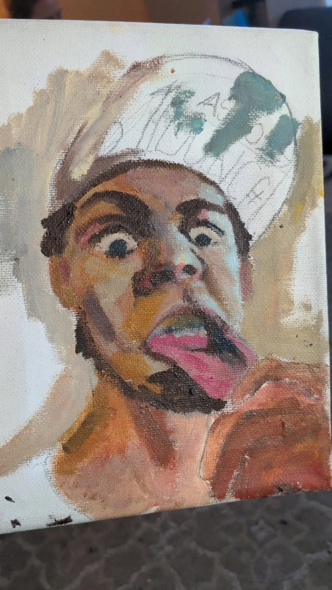 Early paint block-in for Self Portrait 2024