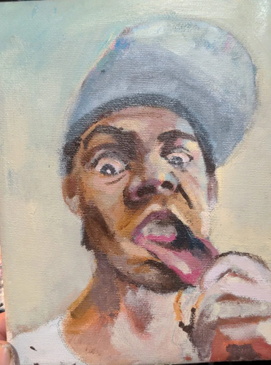 Mid-stage development painting for Self Portrait 2024