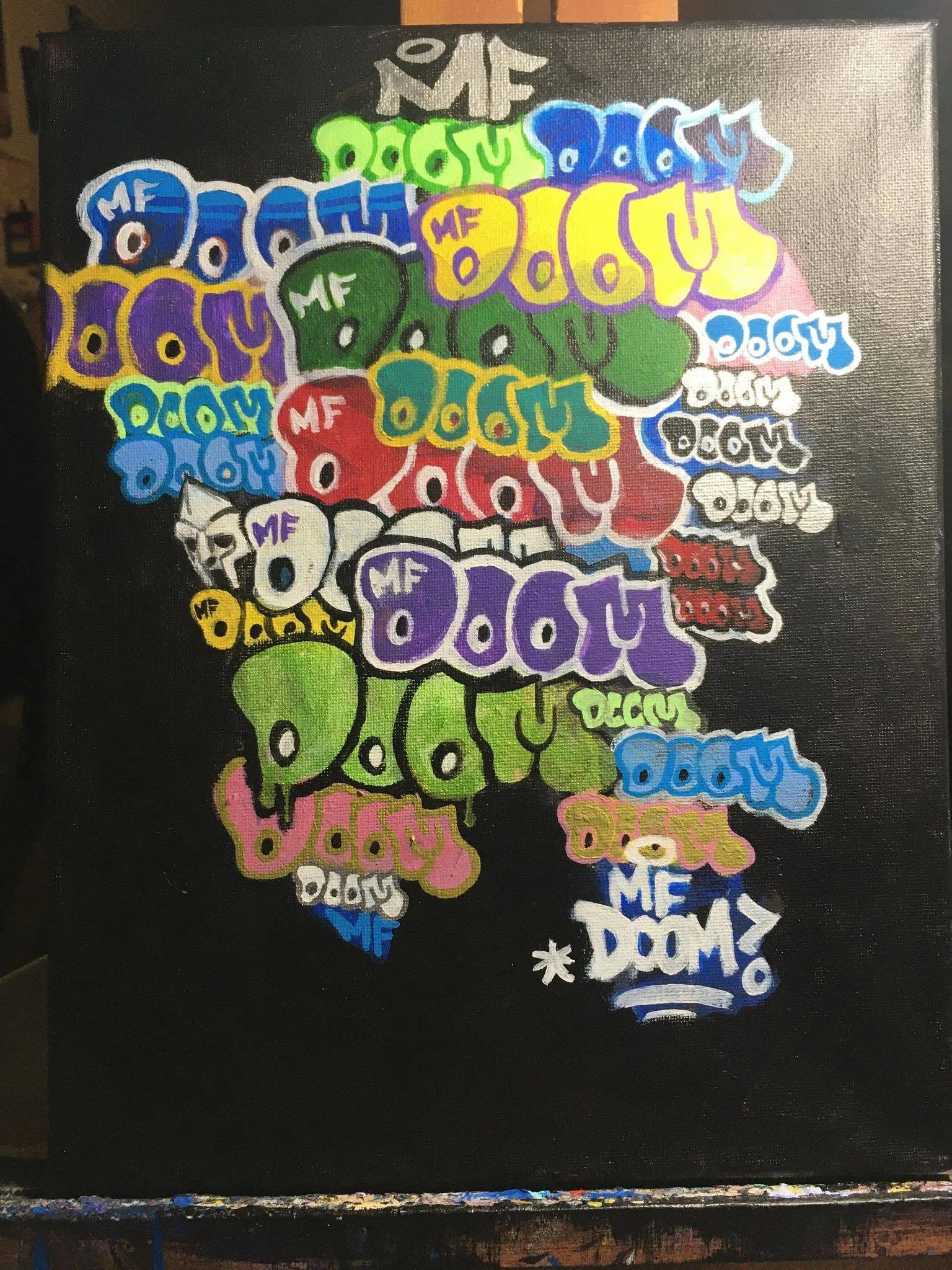 MF DOOM lettering study with layered colorful forms