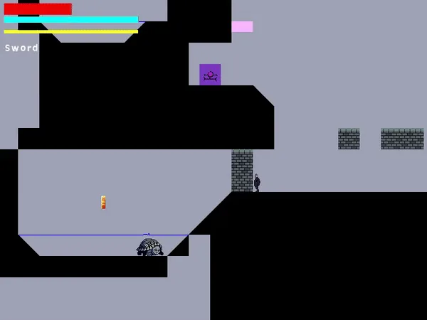 The Walled Garden current-state gameplay view in a cavern platform environment