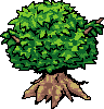An isometric tree, pixel art by Derek Boe