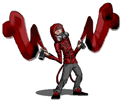 Graffiti Guy, pixel art by Derek Boe