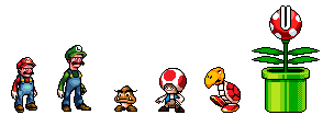 Mario Renders, pixel art by Derek Boe