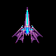 Organic winged fightership, pixel art by Derek Boe