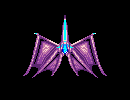 Organic winged (lrg) fightership animated, pixel art by Derek Boe