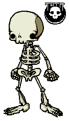 Skeleton, pixel art by Derek Boe