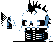 Spray painting skull, pixel art by Derek Boe